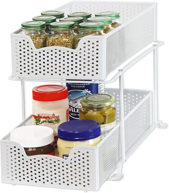 SimpleHouseware 2-Tier Sliding Basket Organizer